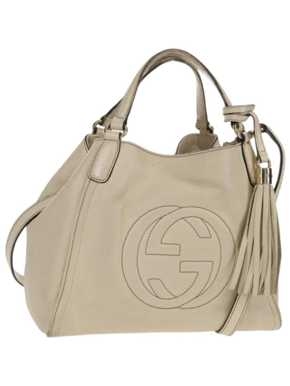 GUCCI Soho Shoulder Bag Leather 2way White